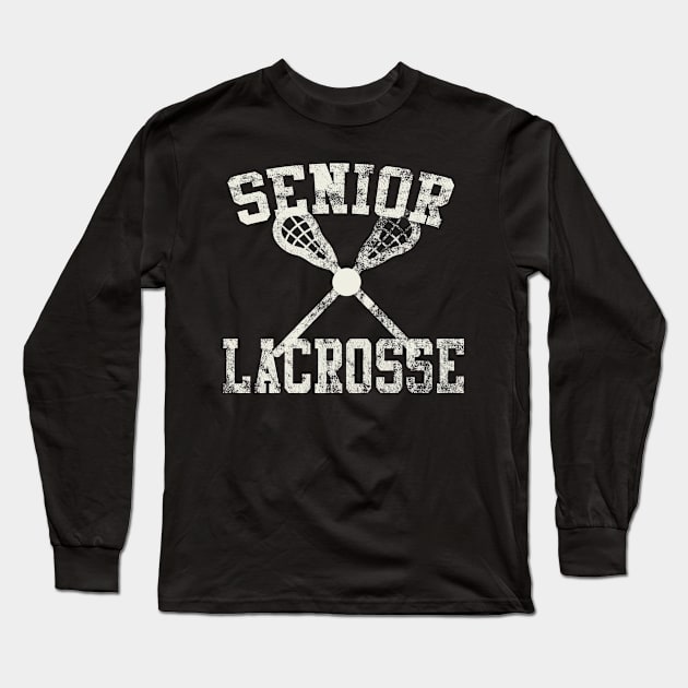 Senior Lacrosse Vintage Style Long Sleeve T-Shirt by tropicalteesshop